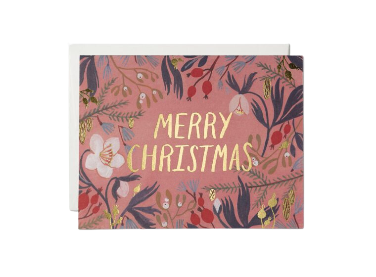 Christmas Flowers Holiday Card