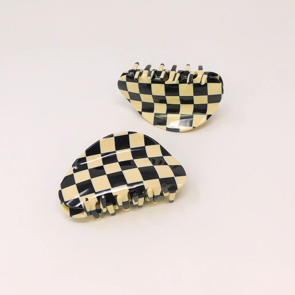 Black and White Checker Hair Claw