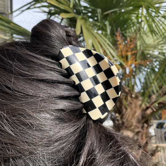 Black and White Checker Hair Claw